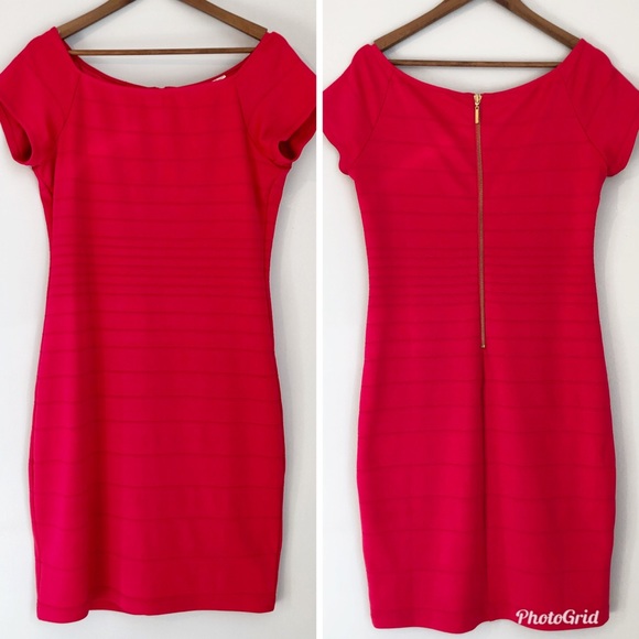 Bisou Bisou Red Hot Pink Sheath Cap Sleeve Dress, size 14 - Picture 2 of 8